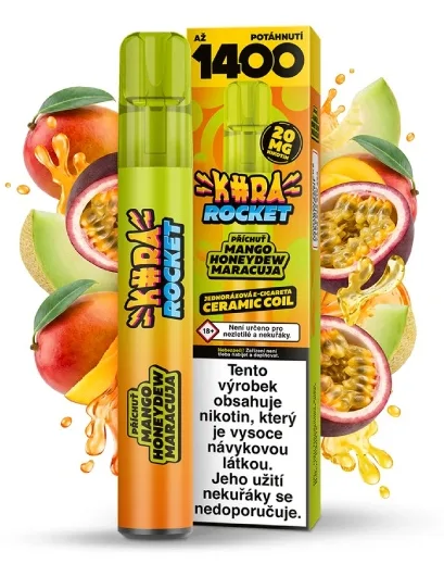 KURA Rocket jednorázová ecigareta Mango Honeydew Maracuja