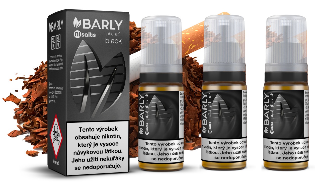 E-liquid Barly BLACK Salt (Silný, intenzivní tabák) 3x10ml – 10mg