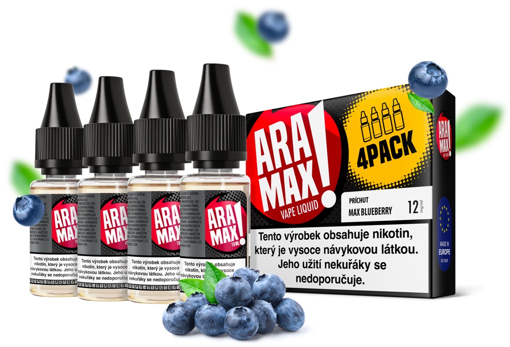 E-liquid ARAMAX Max Blueberry (Borůvka) 4Pack 4x10ml Akce – 18mg