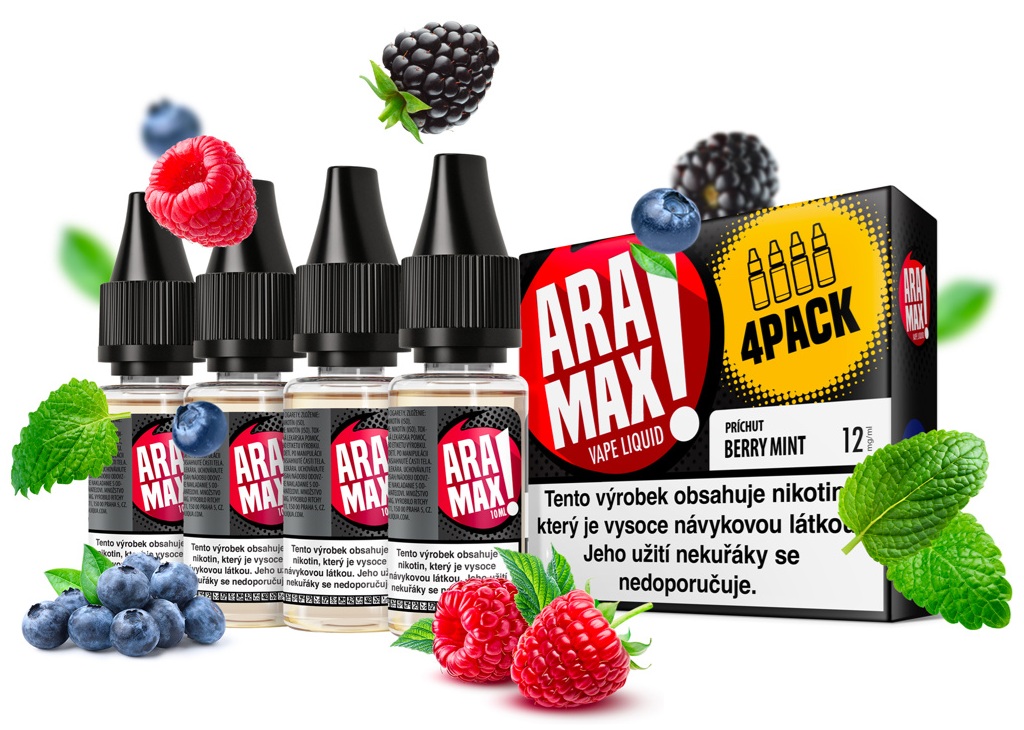 E-liquid ARAMAX Berry Mint (Lesní plody s mátou) 4Pack 4x10ml Akce – 6mg