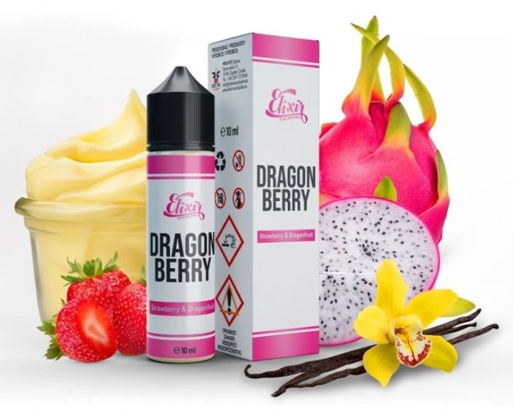 Příchuť SaV Infamous Elixir - Dragonberry (Jahody, dračí ovoce a vanilkový pudink) 10ml