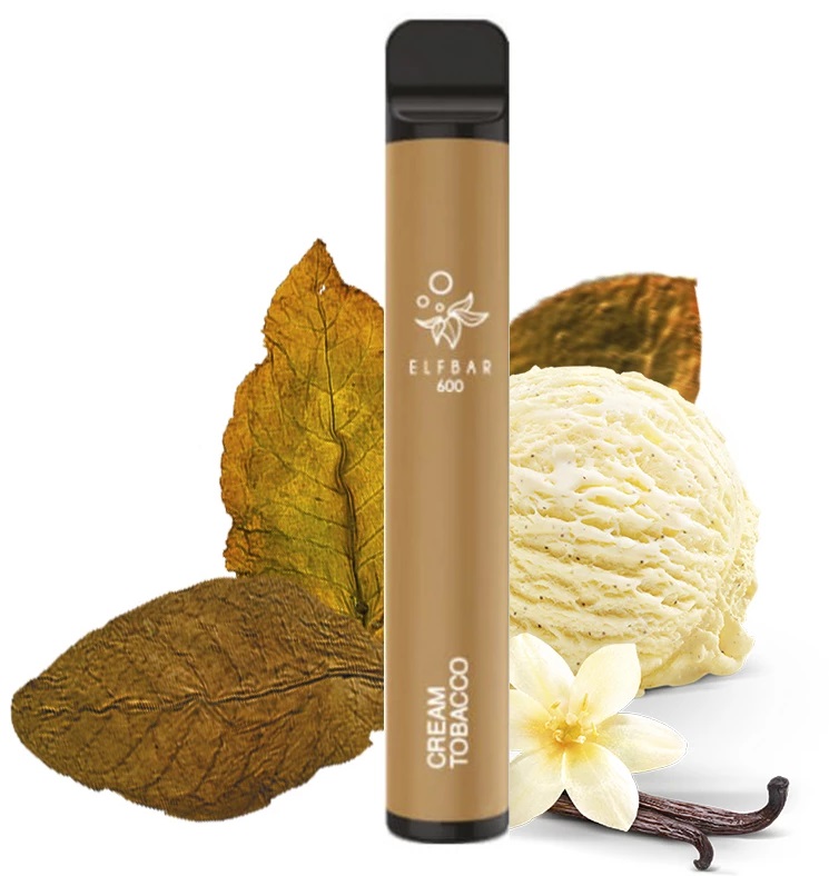 Jednorázová e-cigareta Elf Bar 600 - Cream Tobacco - Silk Tobacco (Tabák s krémovým chuťovým profilem) 20mg