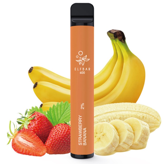 Jednorázová e-cigareta Elf Bar 600 - Strawberry Banana (Jahoda a banán) 20mg