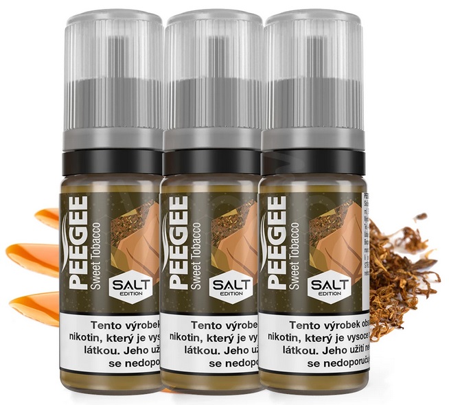 E-liquid PEEGEE Salt - Sladký tabák (Sweet Tobacco) 3x10ml – 20mg