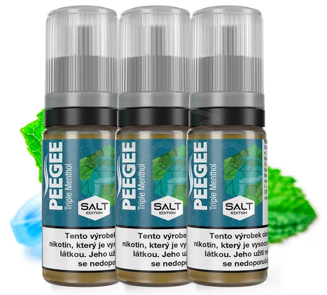 E-liquid PEEGEE Salt - Trojitý mentol (Triple Menthol) 3x10ml – 10mg