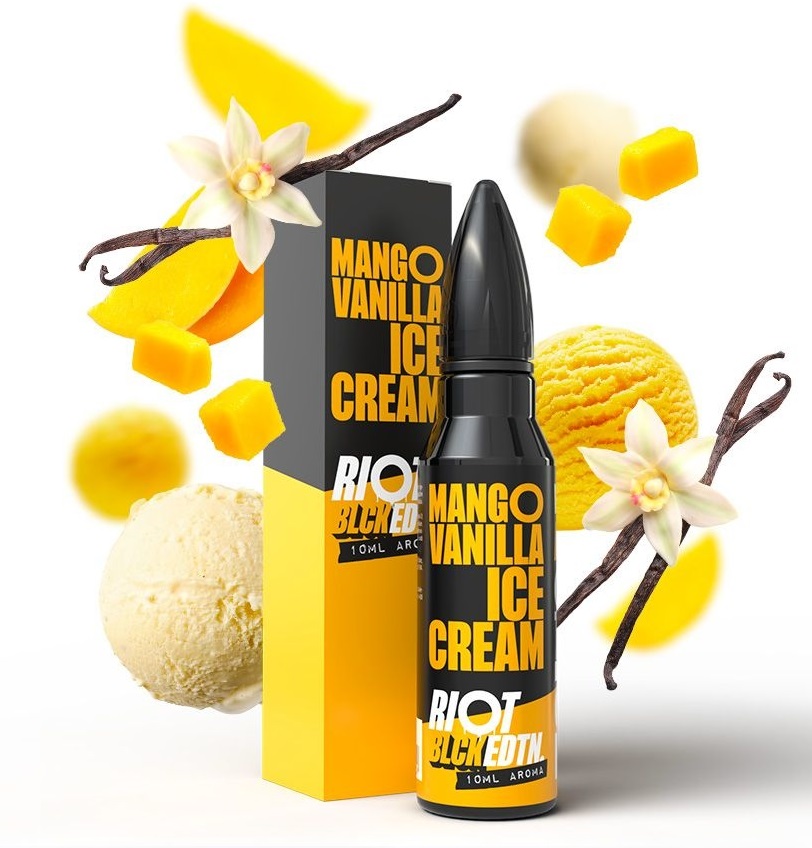 Příchuť Riot Squad Shake & Vape Black Edition - Mango Vanilla Ice Cream (Mango s vanilkovou zmrzlinou) 10ml