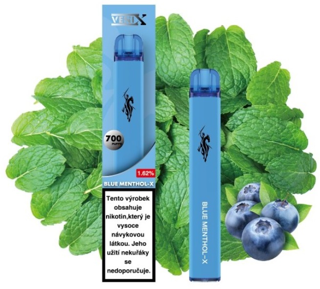 Jednorázová e-cigareta VENIX - Blue Menthol-X (Kombinace mentolu a borůvek) 18mg