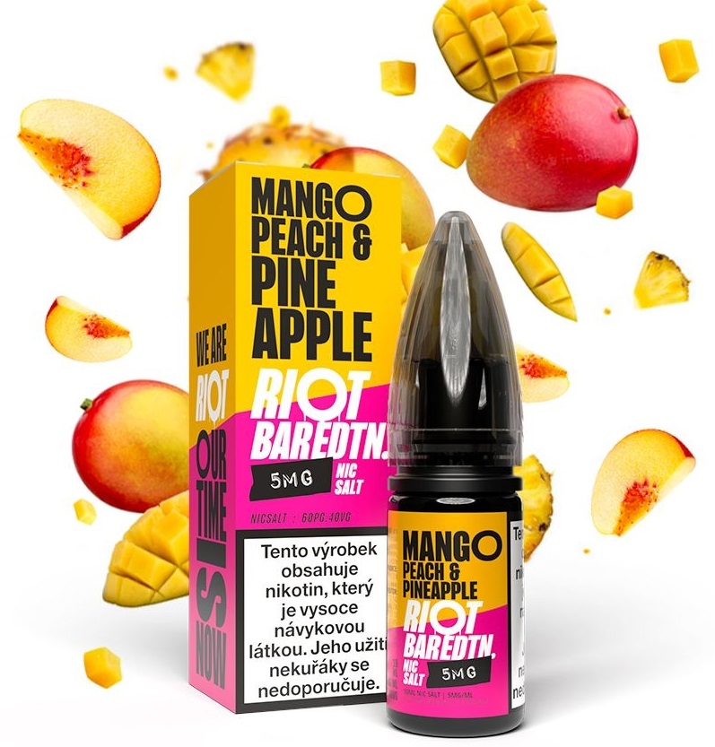 E-liquid Riot BAR EDTN Salt - Mango Peach Pineapple (Mango, broskev a ananas) 10ml – 5mg