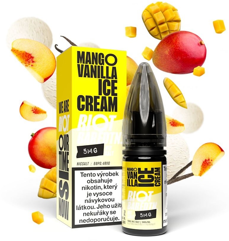 E-liquid Riot BAR EDTN Salt - Mango Vanilla Ice Cream (Mangovo-vanilková zmrzlina) 10ml – 10mg