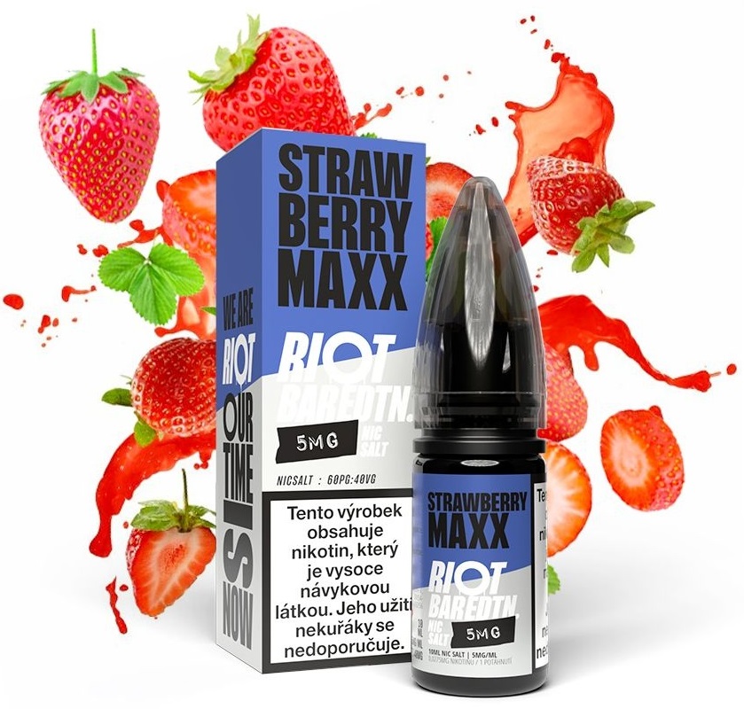 E-liquid Riot BAR EDTN Salt - Strawberry Maxx (Energetické jahody) 10ml – 20mg