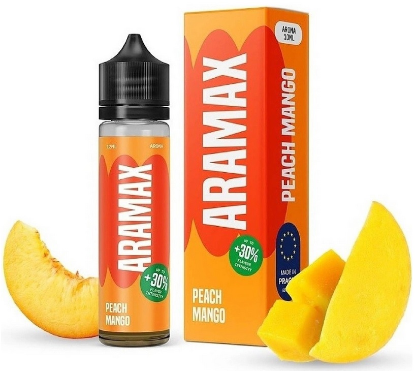 Příchuť Aramax Shake and Vape - Peach Mango (Broskev a tropické mango) 10ml