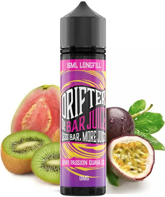 Příchuť Drifter Bar Juice Shake & Vape - Kiwi Passionfruit Guava Ice (Chladivý mix kiwi, marakuji a guavy) 16ml
