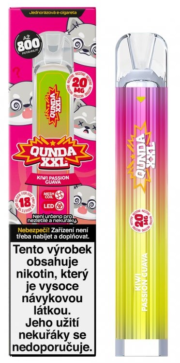 Jednorázová e-cigareta Qunda XXL - Kiwi Passion Guava (Marakuja, guava a exotické ovoce) 20mg