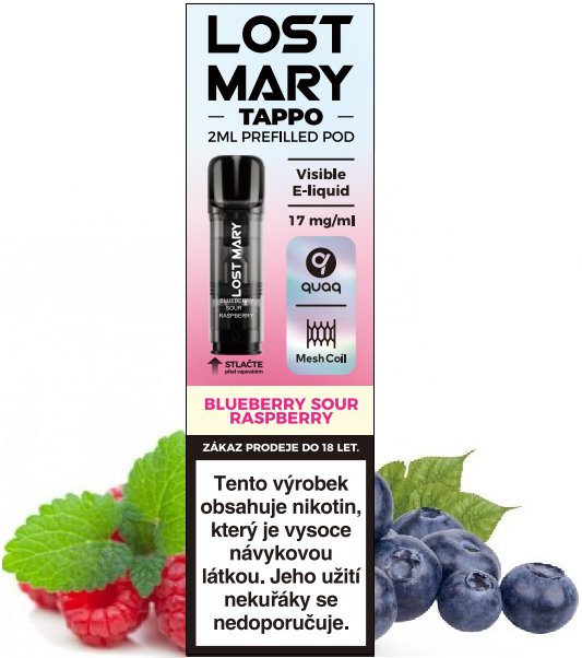 LOST MARY TAPPO Pods cartridge 1Pack - Blueberry Sour Raspberry (Malina s kyselým twistem) 17mg