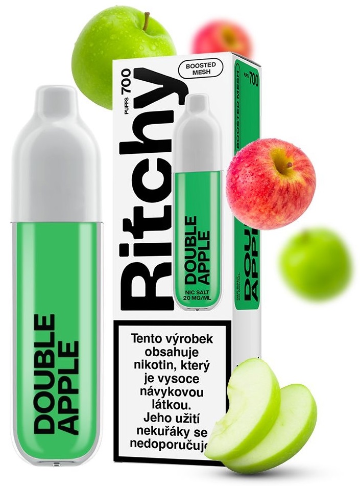 Jednorázová e-cigareta RITCHY BAR 700 - Double Apple (Mix červených a zelených jablek) 20mg EXP: 5/2026