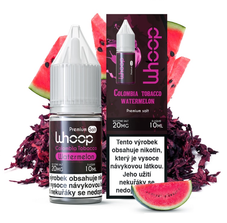 E-liquid WHOOP Salt - Colombia Tabacco Watermelon (Columbijský tabák s vodním melounem) 10ml 20mg