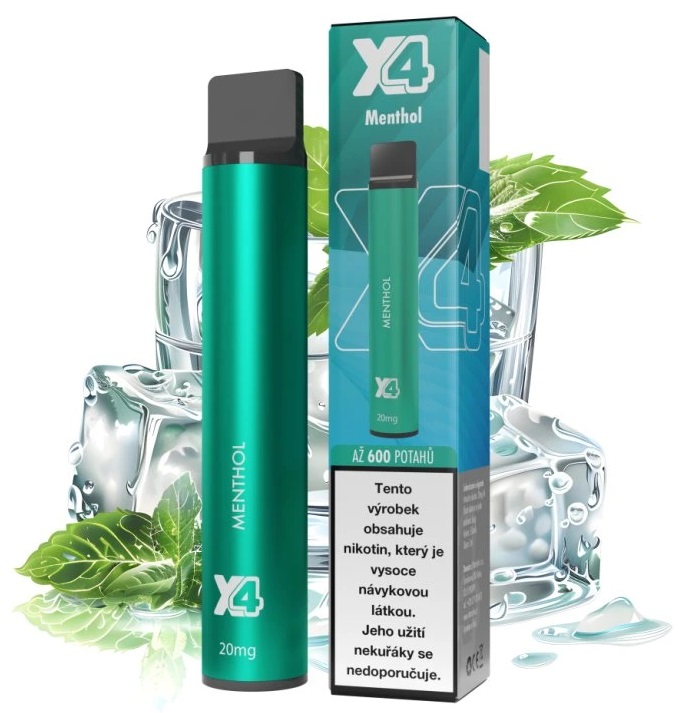 Jednorázová elektronická cigareta X4 Bar - Mentol (Menthol) 20mg