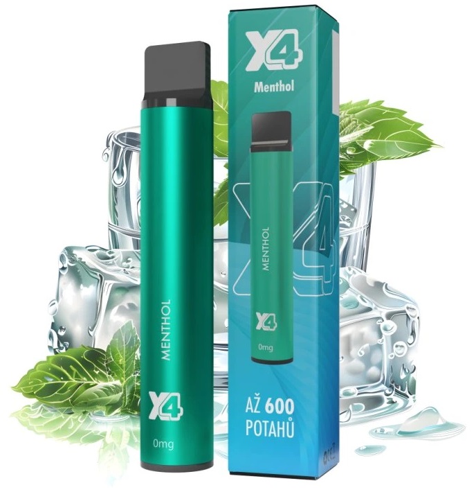 Jednorázová elektronická cigareta X4 Bar Zero - Mentol (Menthol) 0mg