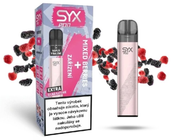 SYX POD Starter Kit elektronická cigareta 900mAh Růžová + Přednaplněná cartridge Mixed Berries 16,5mg/ml