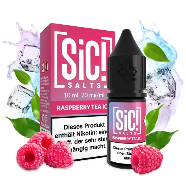 E-liquid Sic! Salts - Raspberry Tea Ice (Ledový malinový čaj) 10ml – 10mg