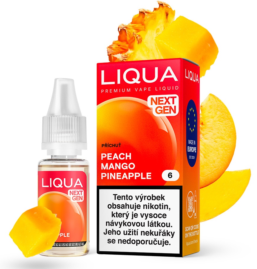 E-liquid LIQUA NextGen - Peach Mango Pineapple (Mango, ananas a broskev) 10ml – 12mg