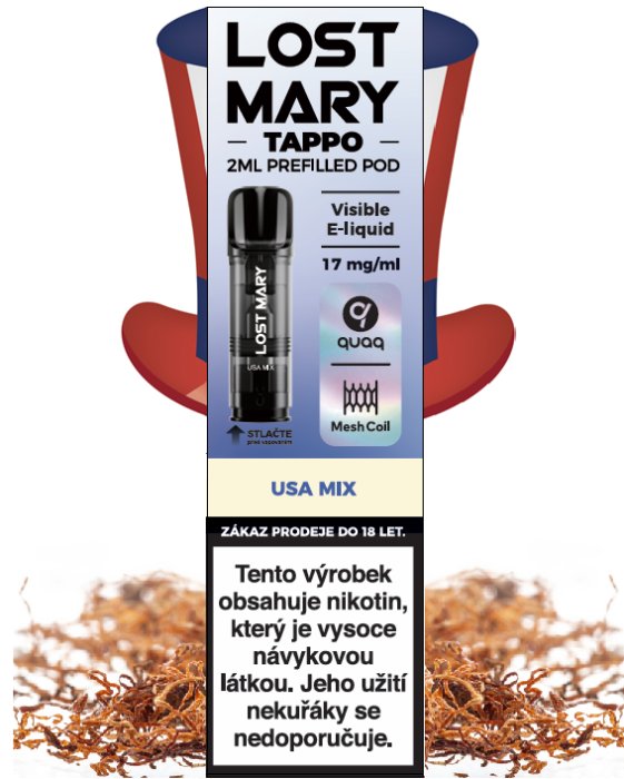 LOST MARY TAPPO Pods cartridge 1Pack - USA Mix (Výběrový americký tabák) 17mg