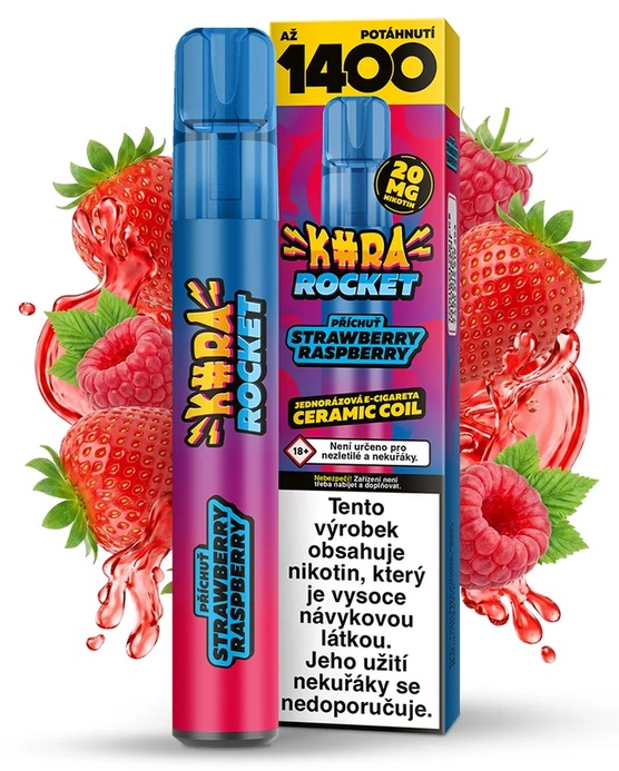 Jednorázová e-cigareta Kura Rocket - Strawberry Raspberry (Jahoda s malinou) 20mg