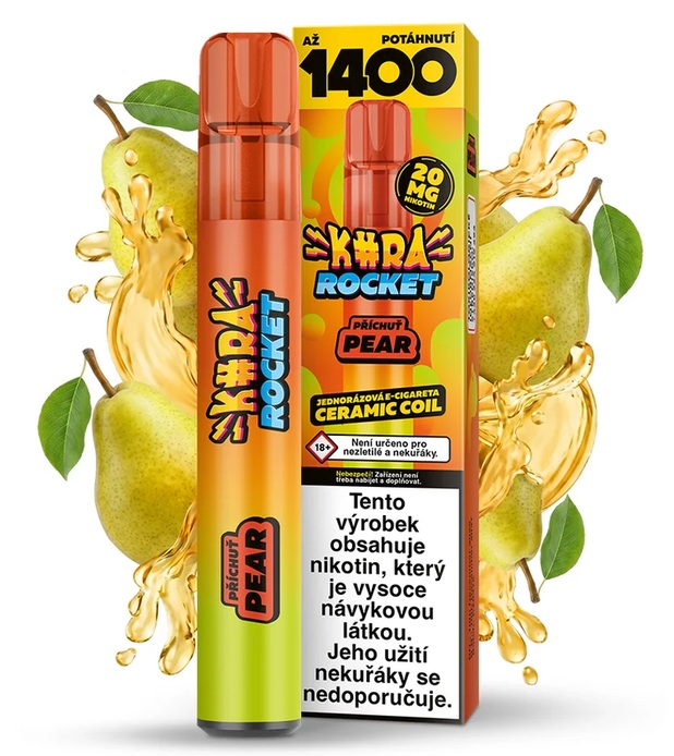 Jednorázová e-cigareta Kura Rocket - Pear (Šťavnatá hruška) 20mg