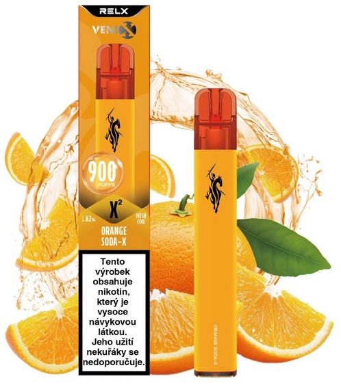 Jednorázová e-cigareta VENIX X2 - Orange Soda-X (Pomerančový nápoj) 16mg