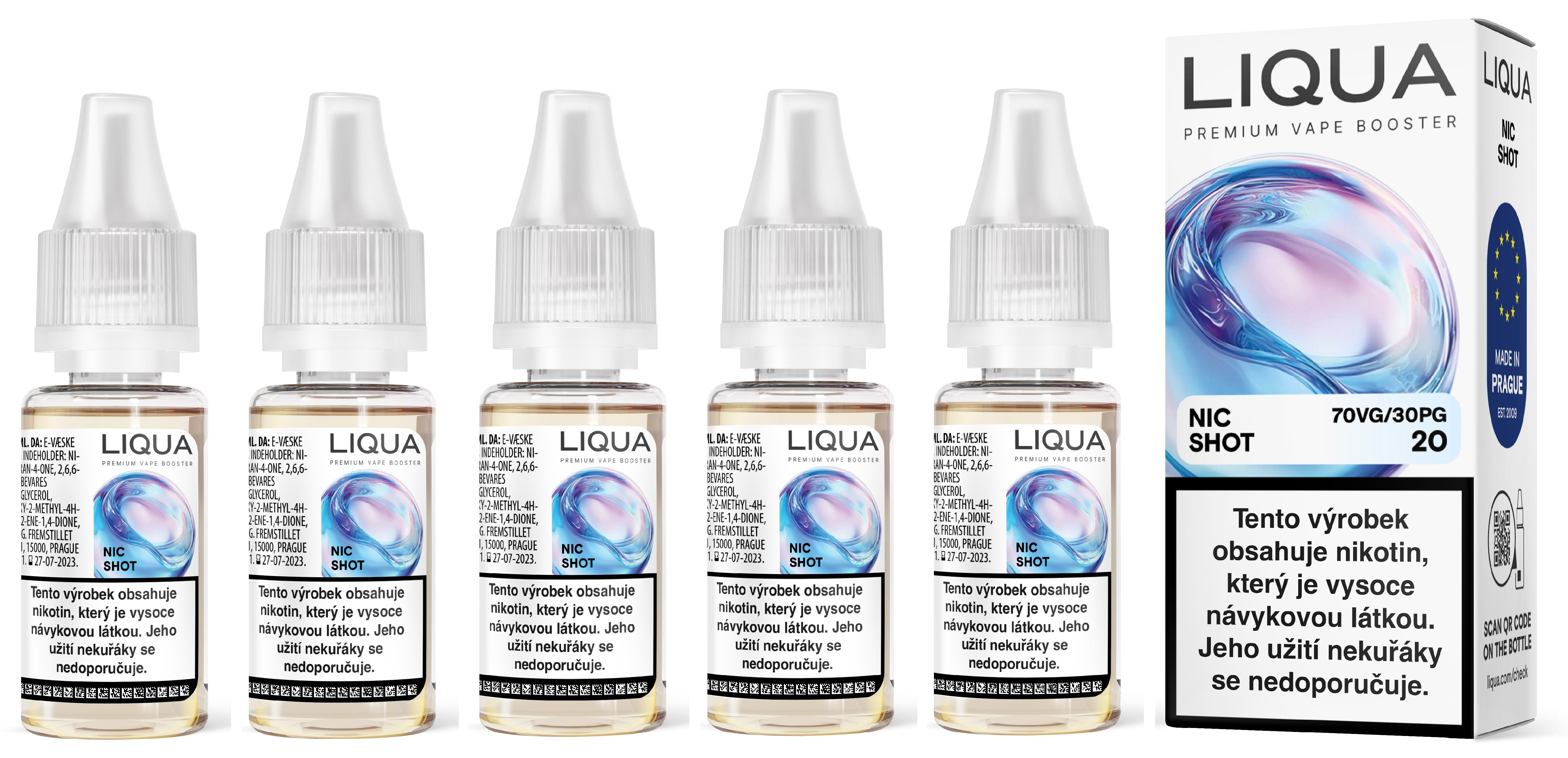 Liqua Nic Shot Booster (PG30/VG70) 5x10ml 20mg