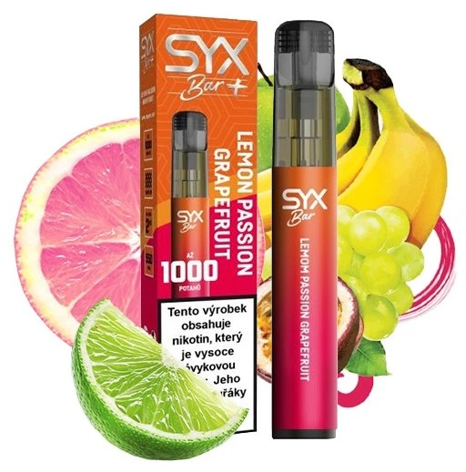 Jednorázová e-cigareta SYX BAR 1000 - Lemon Passion Grapefruit (Mix maracuji, citronu a grapefruitu) 16,5mg