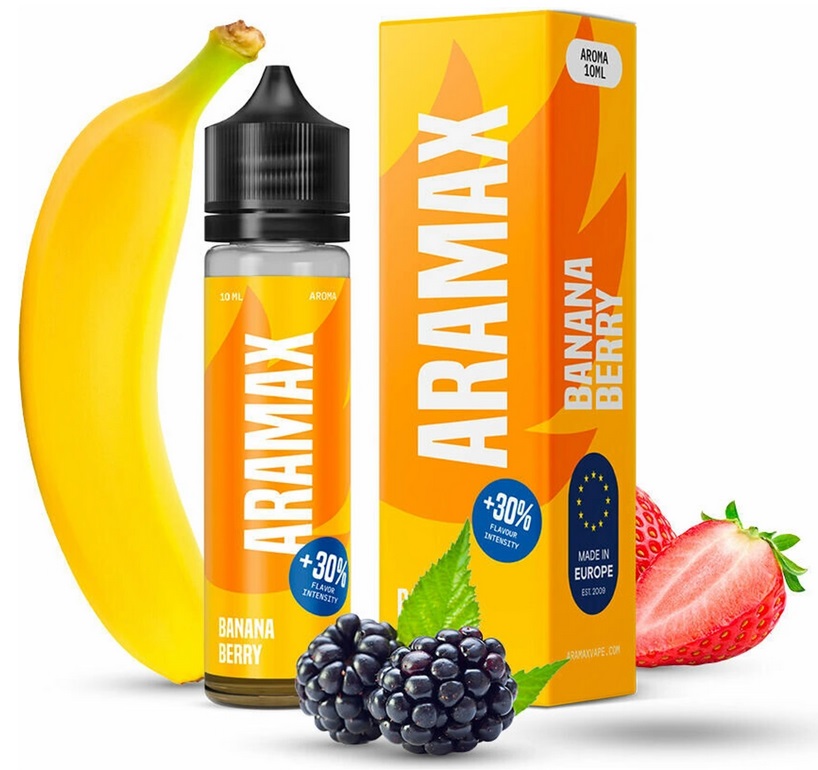 Příchuť Aramax Shake and Vape - Banana Berry (Směs Banánu a šťavnatých bobulí) 10ml