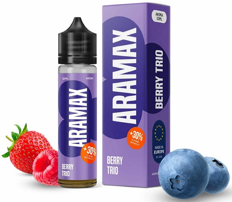 Příchuť Aramax Shake and Vape - Berry Trio (Směs Jahod, Malin a Borůvek) 10ml