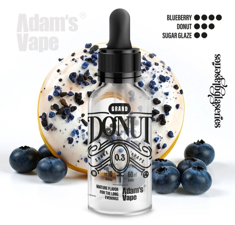Příchuť Adams vape - Grand Donut (Donut s cukrovou polevou a kanadskými borůvkami) 10ml