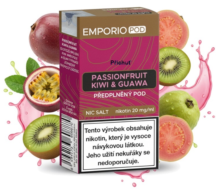 EMPORIO POD cartridge - Kiwi, Passionfruit & Guawa (Kiwi, marakuja a guava) 20mg 1Pack