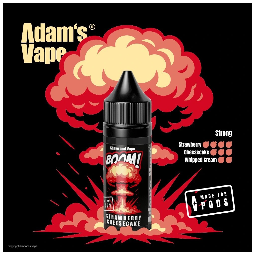 Příchuť Adams vape BOOM! Series - Strawberry Cheesecake (Jahodový cheesecake) 5ml