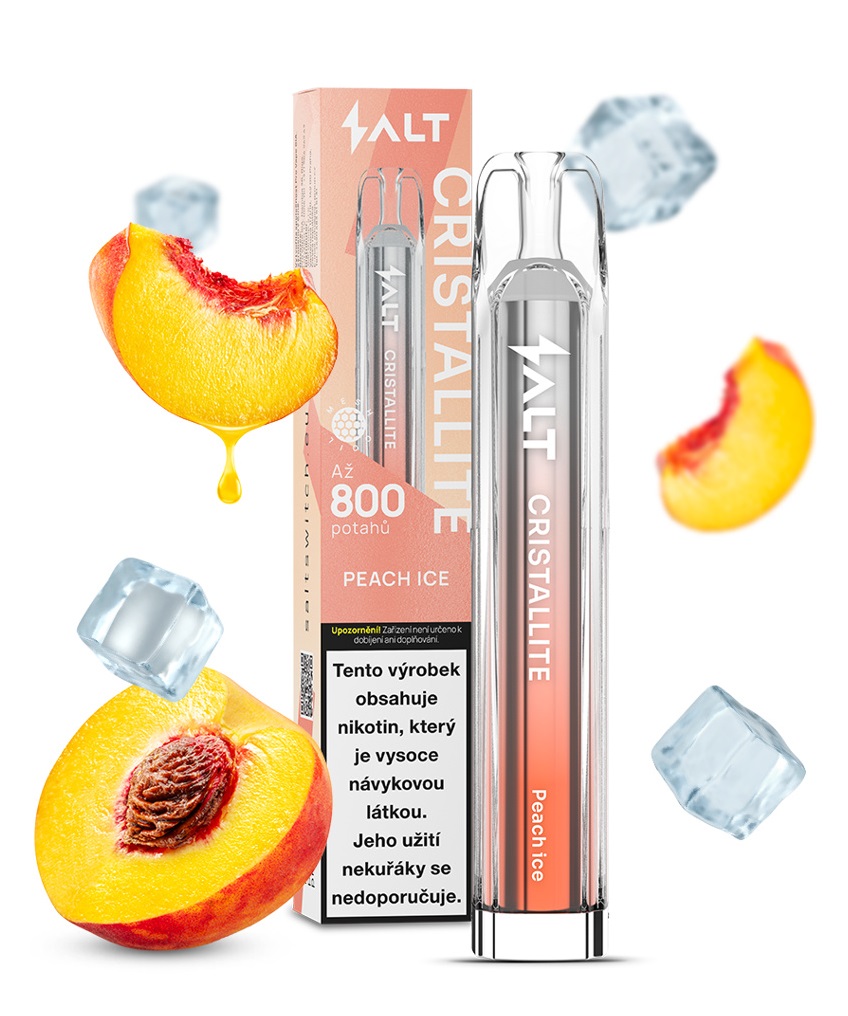 Jednorázová e-cigareta Salt Cristallite - Peach Ice (Ledové Broskve) 20mg