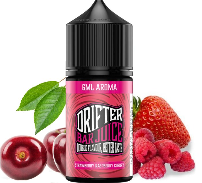 Příchuť Drifter Bar Juice Shake & Vape - Strawberry Raspberry Cherry (Mix Jahod, Malin a Třešní) 6ml