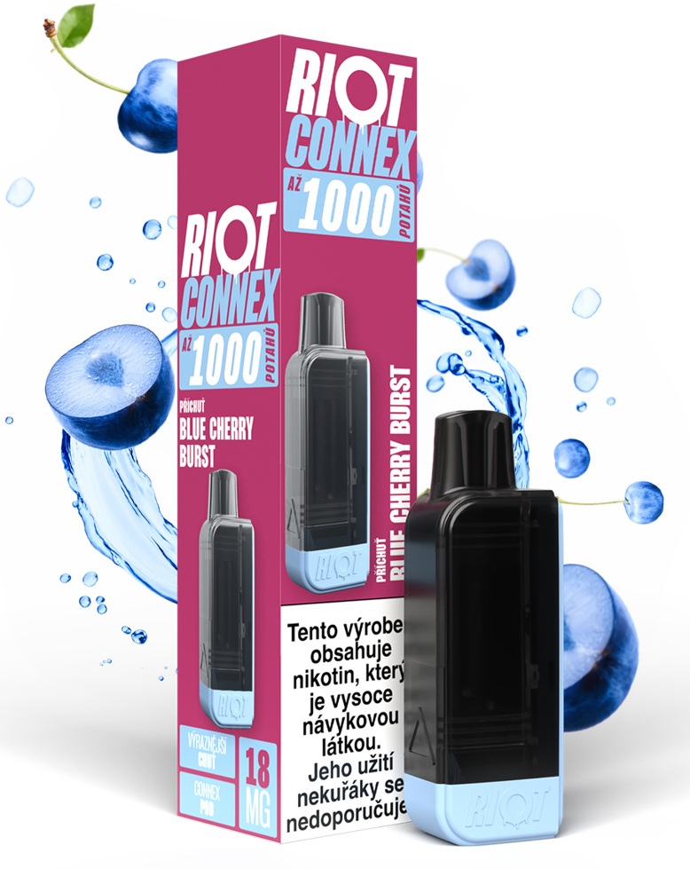 RIOT Connex 1000 přednaplněná kapsle - Blue Cherry Burst (Třešeň s modravou ledovou tříští) – 18mg
