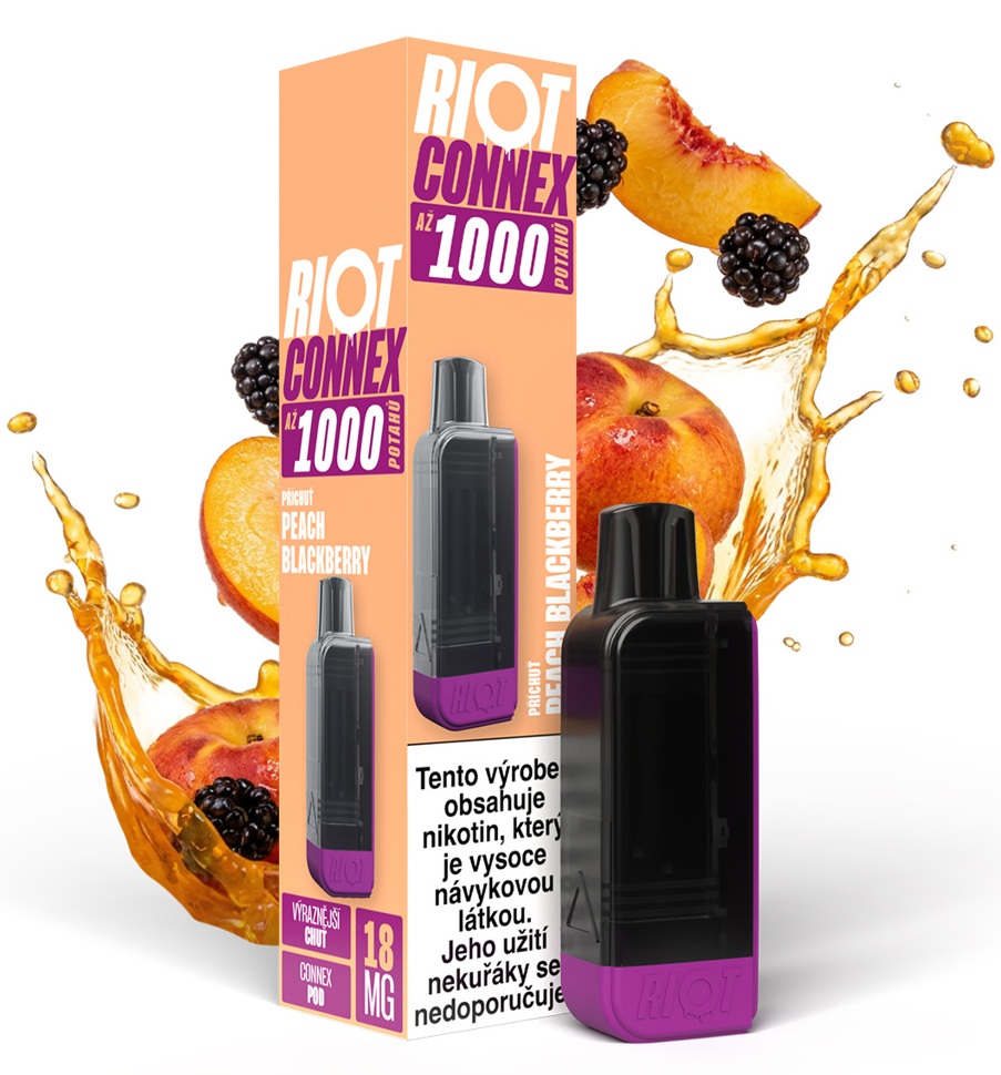 RIOT Connex 1000 přednaplněná kapsle - Peach Blackberry (Mix Broskve a Ostružiny)