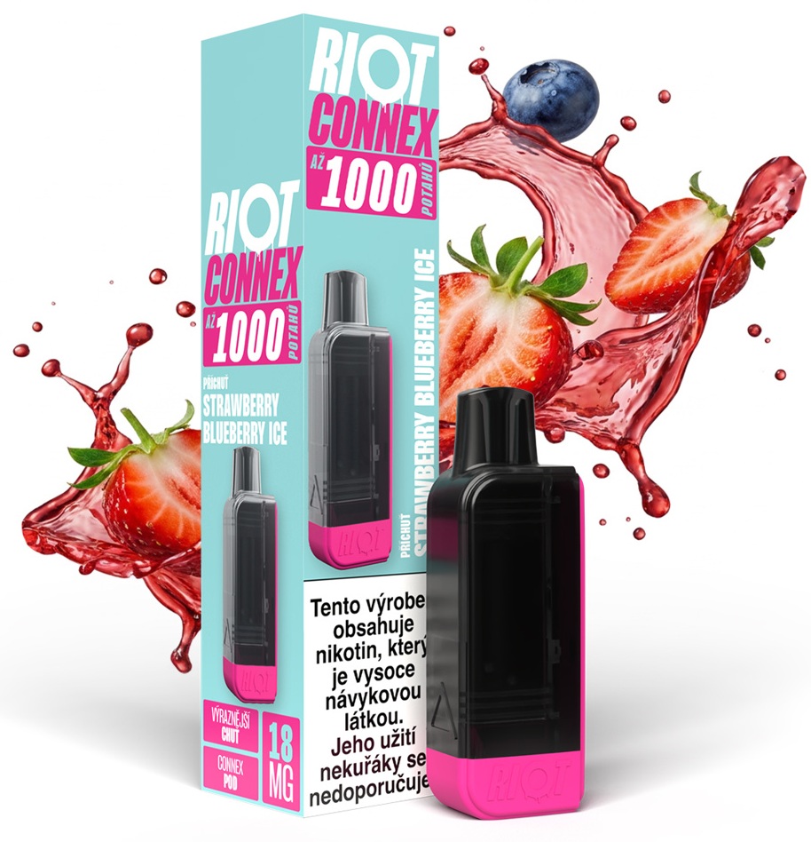 RIOT Connex 1000 přednaplněná kapsle - Strawberry Blueberry Ice (Ledová Jahoda a Borůvka) – 10mg