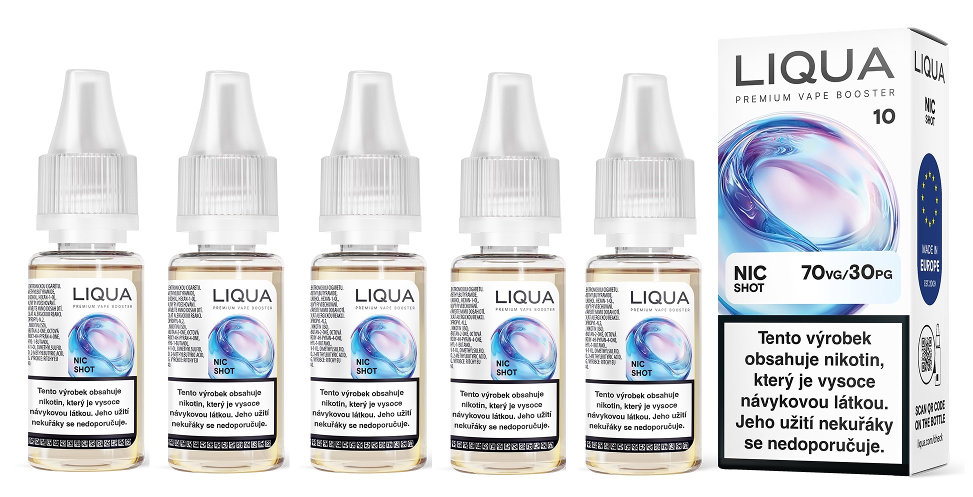 Liqua Nic Shot Booster (PG30/VG70) 5x10ml 10mg