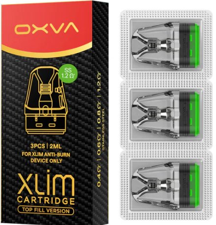 OXVA Xlim Top Fill SS cartridge 1,2ohm 2ml 3ks Kompatibilní pouze s e-cigaretami OXVA Xlim Pro 2 DNA.