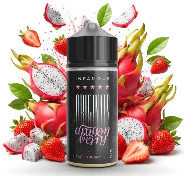 Příchuť Infamous Originals - Dragonberry (Jahody, dračí ovoce a vanilkový pudink) 10ml/100