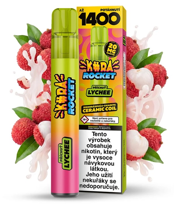 Jednorázová e-cigareta Kura Rocket - Lychee (Osvěžující Liči) 20mg Novinka