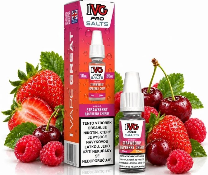 E-liquid IVG Pro Salts - Strawberry Raspberry Cherry (Mix jahody, maliny a třešně) 10ml Novinka – 10mg