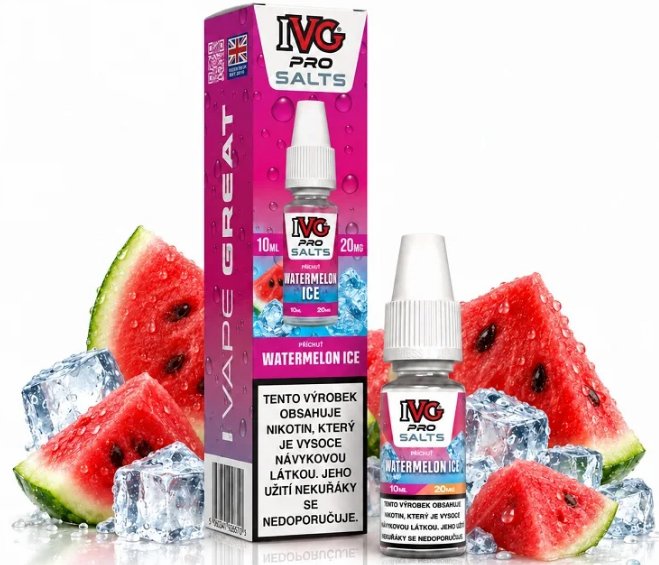 E-liquid IVG Pro Salts - Watermelon ICE (Chladivý Vodní Meloun) 10ml Novinka – 10mg