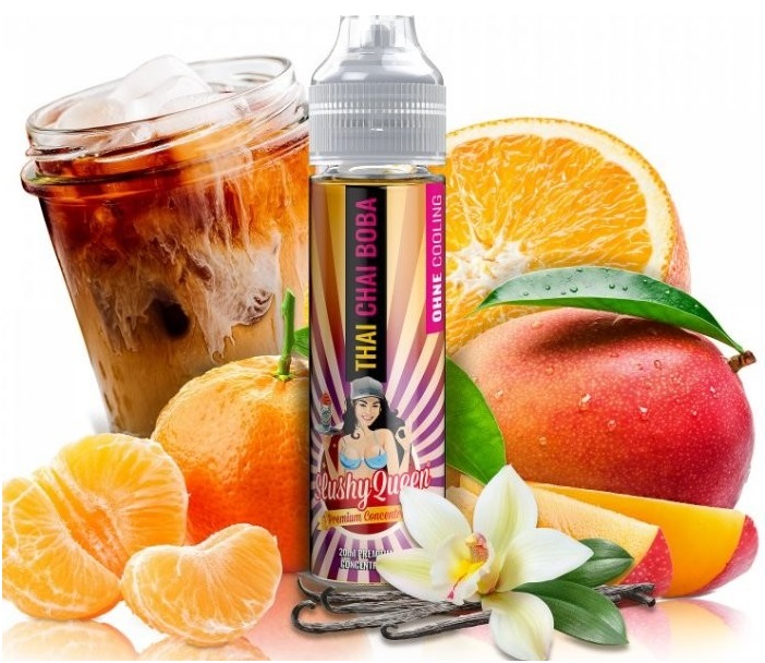 Příchuť PJ Empire Slushy Queen Thai Chai Boba on The Roxx (Thajský čaj s vanilkou, mangem, pomerančem a mandarinkou) 10ml