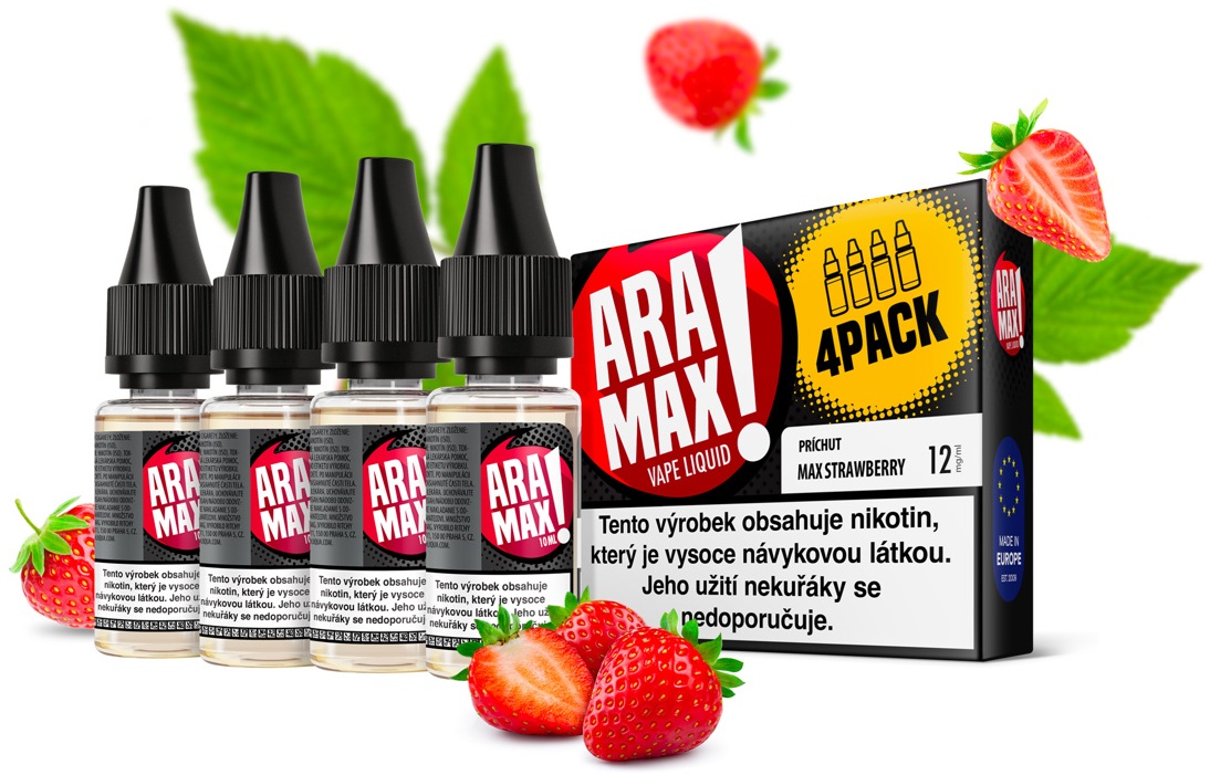 E-liquid ARAMAX Max Strawberry (Jahoda) 4Pack 4x10ml Akce – 6mg