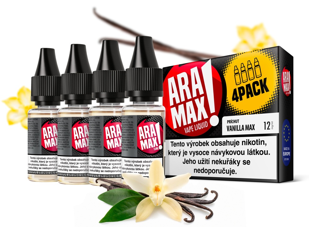 E-liquid ARAMAX Vanilla Max (Vanilka) 4Pack 4x10ml Akce – 6mg